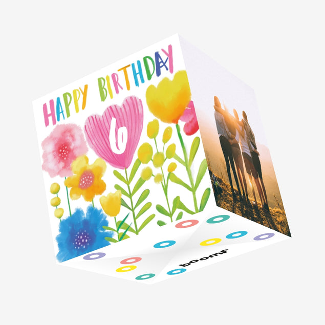 Delicate Flowers Happy 6th Birthday Confetti-exploding Greetings Card