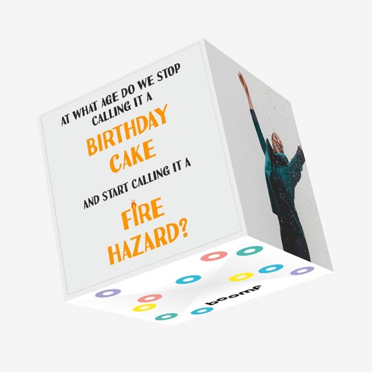 Birthday Cake Fire Hazard Confetti-exploding Greetings Card
