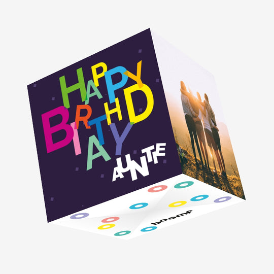 Colorful Letters Happy Birthday Auntie Confetti-exploding Greetings Card