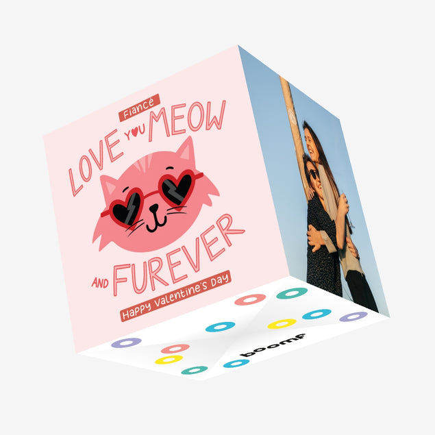 Happy Valentine's Day Fiance Love You Meow And Furever Confetti-exploding Greetings Card