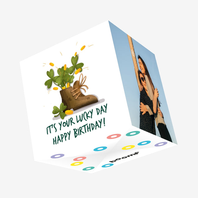 Happy Birthday It's Your Lucky Day St. Patrick's Day Confetti-exploding Greetings Card