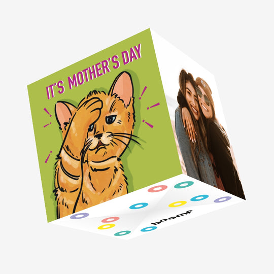 It's Mother's Day Exhausted Cat Confetti-exploding Greetings Card