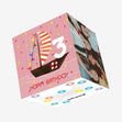 Cute Little Boat In Pink Happy 3rd Birthday Confetti-exploding Greetings Card