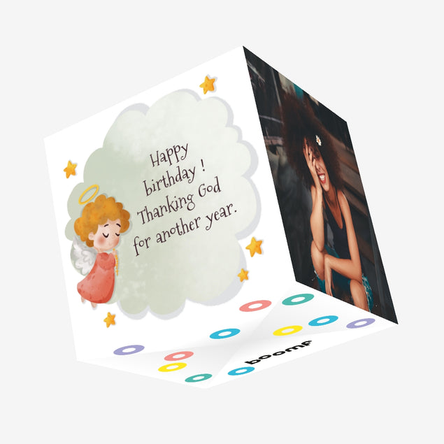Cute Angel Happy Birthday Confetti-exploding Greetings Card