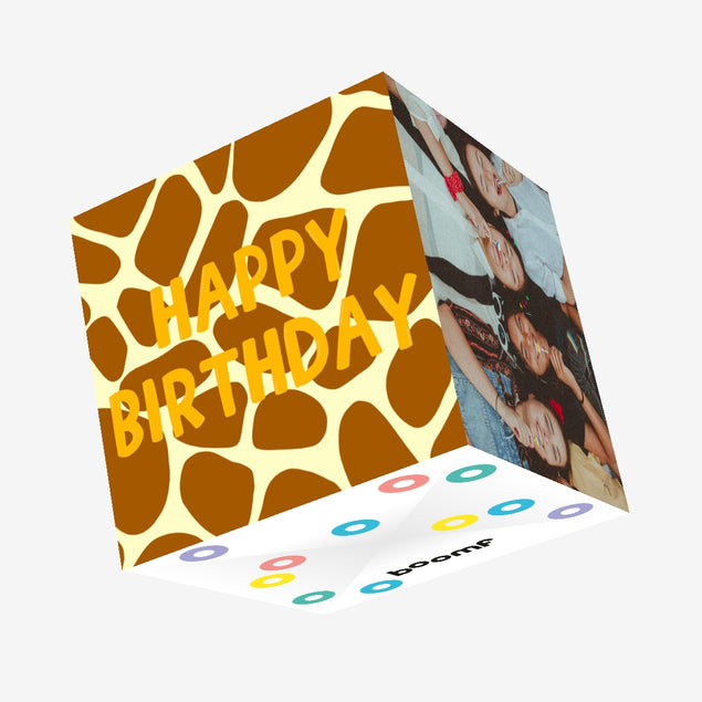 Happy Birthday Giraffe Print Confetti-exploding Greetings Card