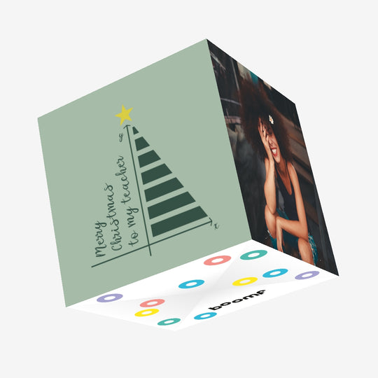 Green Math Graph Merry Christmas My Favourite Teacher Confetti-exploding Greetings Card