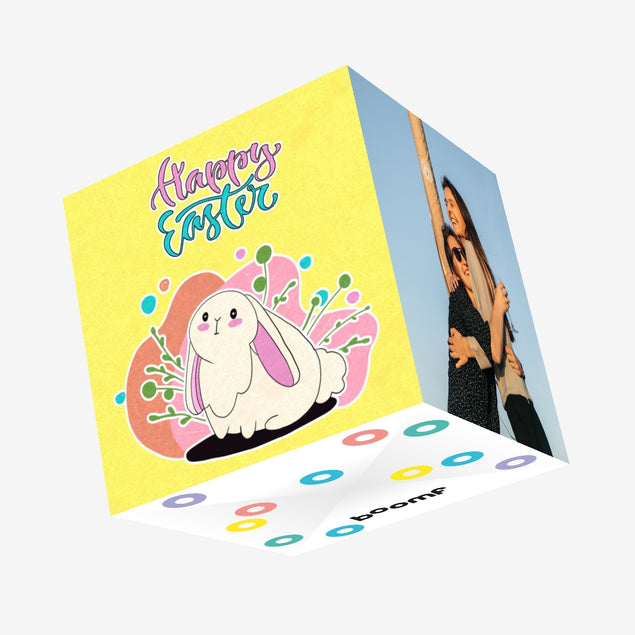 Sweet White Bunny Easter Confetti-exploding Greetings Card