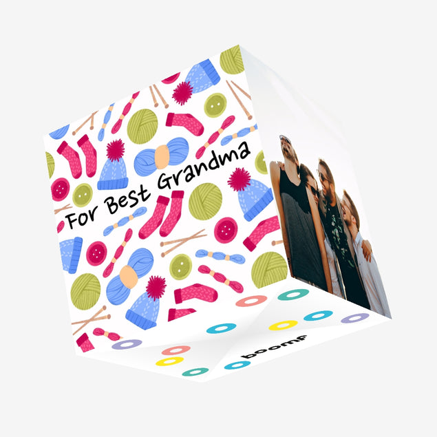 For Best Grandma Knitting Confetti-exploding Greetings Card
