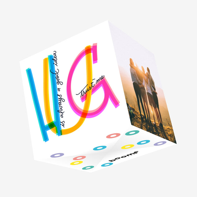Hug Is Always A Good Idea Colourful Letters Confetti-exploding Greetings Card