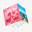Tropical Pink Butterfly 40th Birthday Confetti-exploding Greetings Card