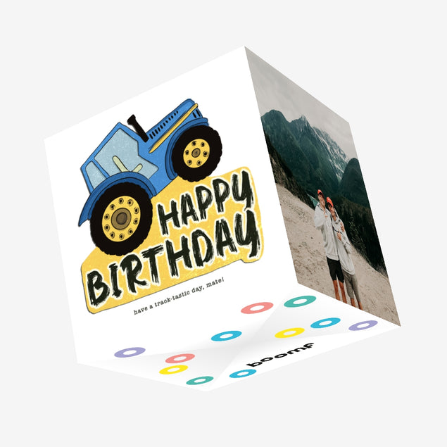 Happy Birthday Tracktastic Day Confetti-exploding Greetings Card