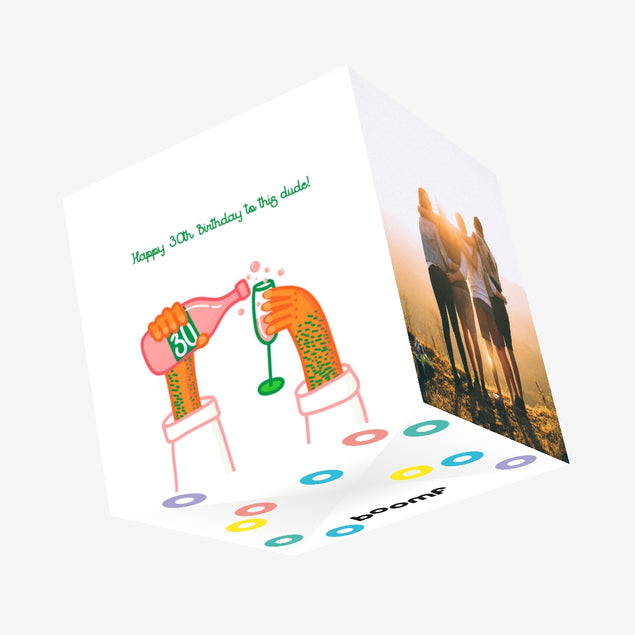 Funny Happy 30th Birthday To This Dude Confetti-exploding Greetings Card