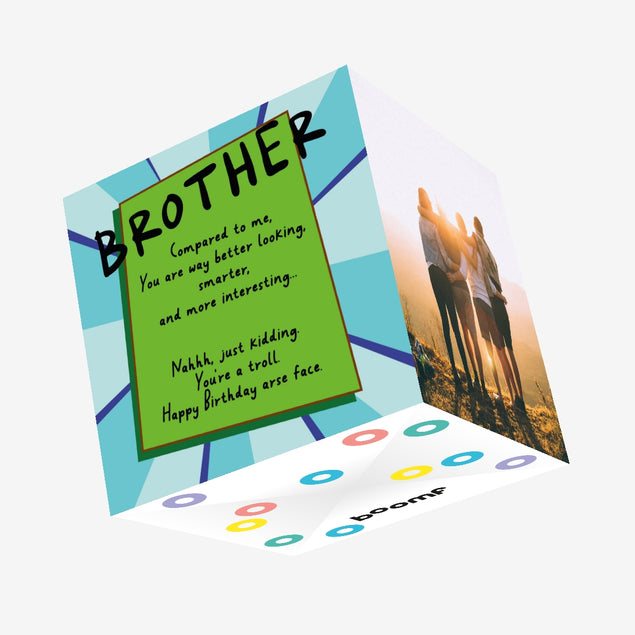 Insulting Troll Brother Birthday Confetti-exploding Greetings Card