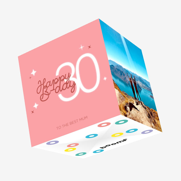 Shiny Pink Happy 30th Birthday Mum Confetti-exploding Greetings Card