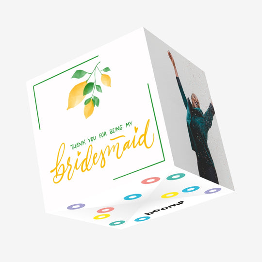 Thank You For Being My Bridesmaid Lemons On A Branch Confetti-exploding Greetings Card