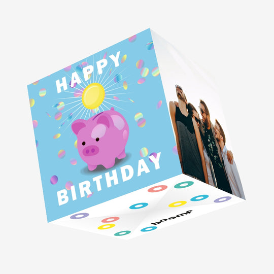 Happy Birthday Piggybank Confetti-exploding Greetings Card