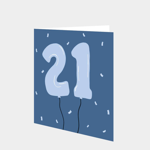 21 Balloons Blue Card
