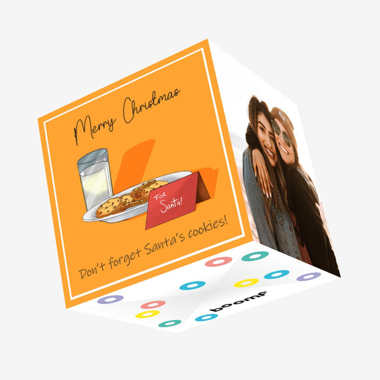 Merry Christmas Cookies And A Glass Of Milk For Santa Confetti-exploding Greetings Card