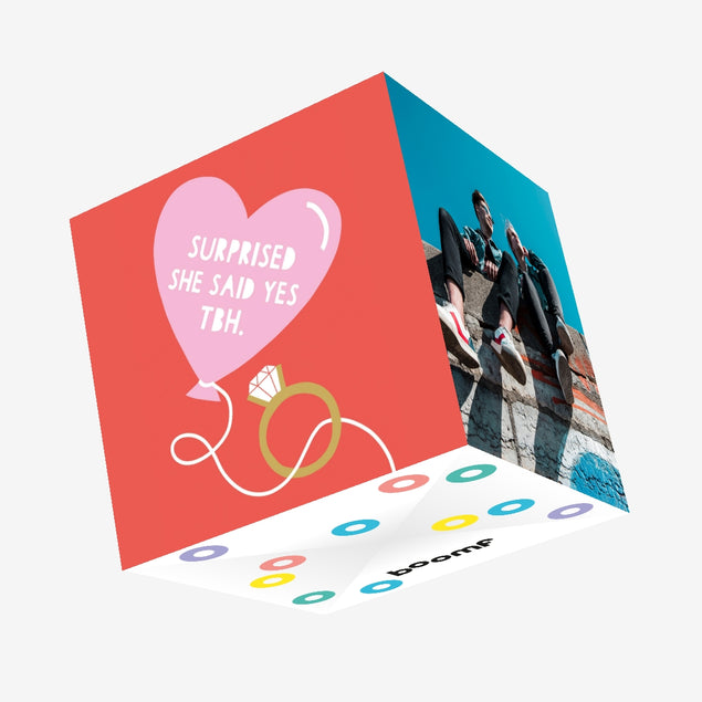 Surprised she said yes Confetti-exploding Greetings Card