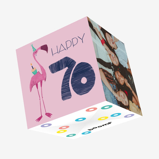 Happy 70 Confetti-exploding Greetings Card
