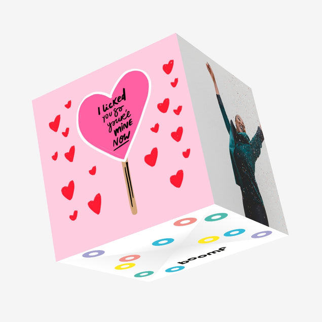 I Licked You Heart-Shaped Lollipop Valentine's Day Confetti-exploding Greetings Card