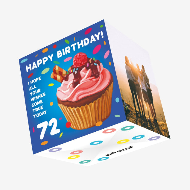 Happy 72nd Birthday Cupcake Confetti-exploding Greetings Card