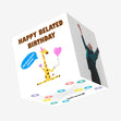 Happy Belated Birthday Funny Giraffe Confetti-exploding Greetings Card