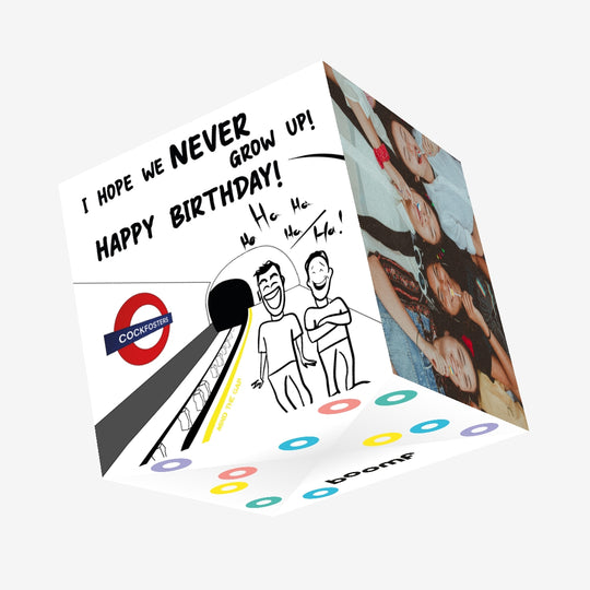 Never Grow Up London Underground Birthday Confetti-exploding Greetings Card