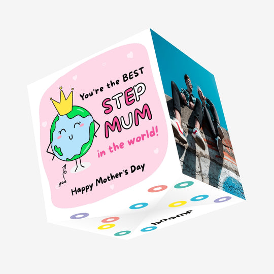 You're The Best Step Mum In The World! Confetti-exploding Greetings Card