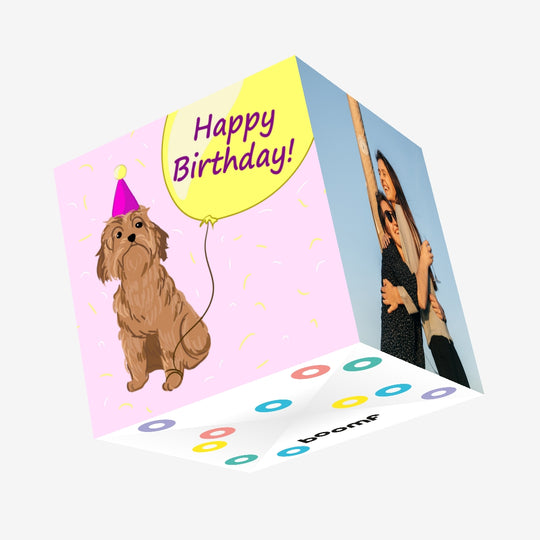 Festive Cavapoo Dog Happy Birthday Confetti-exploding Greetings Card