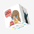 Big Eyes Anime Girl Happy Birthday Confetti-exploding Greetings Card