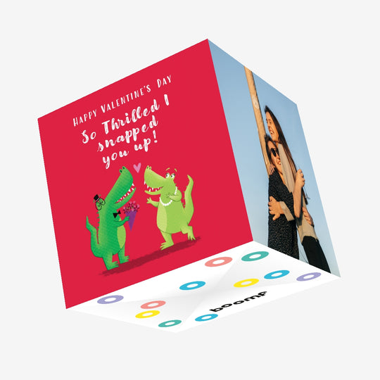 Thrilled I Snapped You Up Crocodile Valentine's Day Confetti-exploding Greetings Card