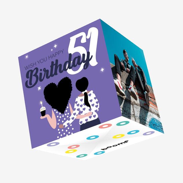 Wish You Happy 51st Birthday Confetti-exploding Greetings Card