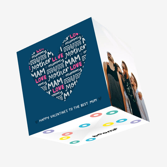 Happy Valentine's To The Best Mum Big Heart Confetti-exploding Greetings Card