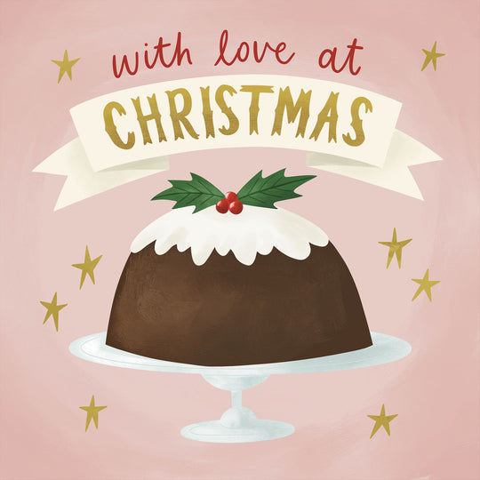 Christmas Pudding Pink Card