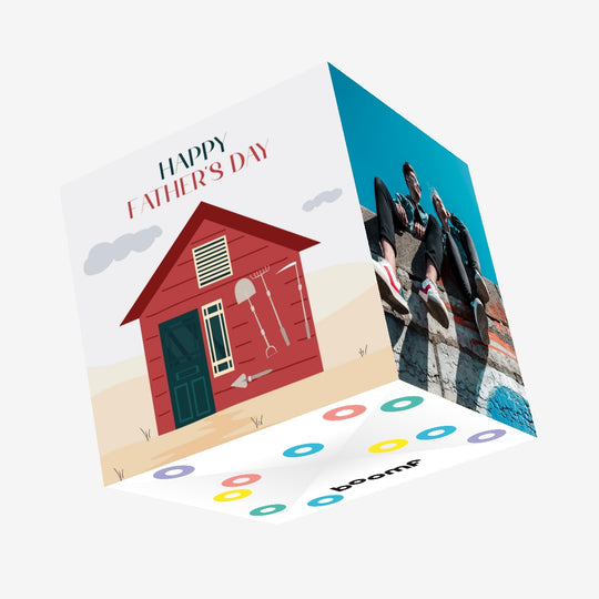Happy Father's Day Red Shed Confetti-exploding Greetings Card