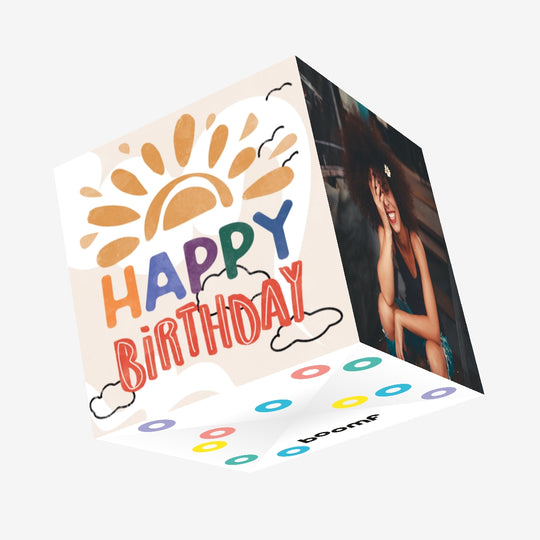 Sunshine Water Color Happy Birthday Confetti-exploding Greetings Card