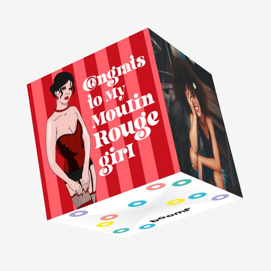 Red Background Congrats My Moulin Rouge Girl Confetti-exploding Greetings Card