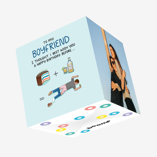 Happy Birthday Boyfriend Severe Hangover Confetti-exploding Greetings Card