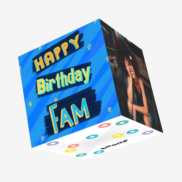 Happy Birthday Fam Confetti-exploding Greetings Card