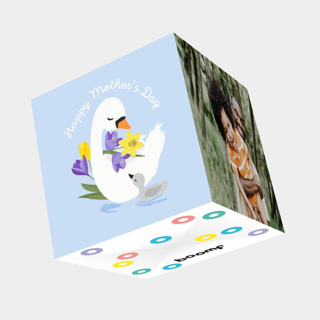 Happy Mother's Day Swan Bomb 3D Cube Card