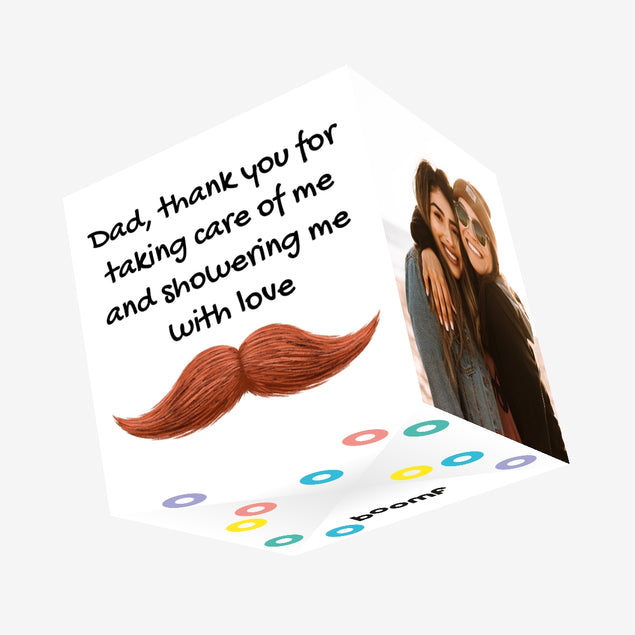 Father's Day Moustache Confetti-exploding Greetings Card