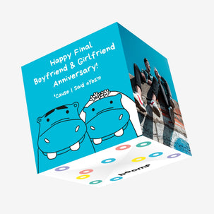 Blue Hippos Happy Last Anniversary Confetti-exploding Greetings Card