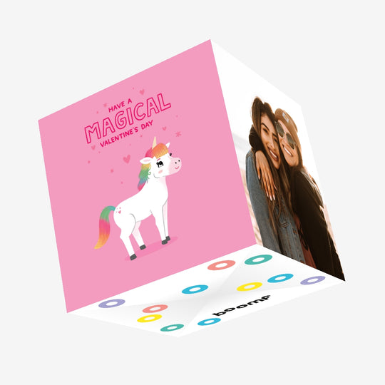 Have A Magical Valentine's Day Adorable Unicorn Confetti-exploding Greetings Card