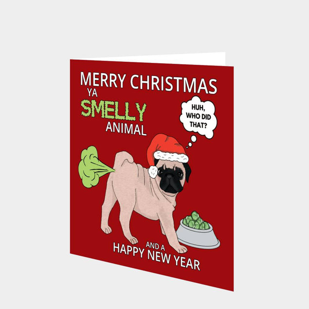 Smelly Pug Christmas Card