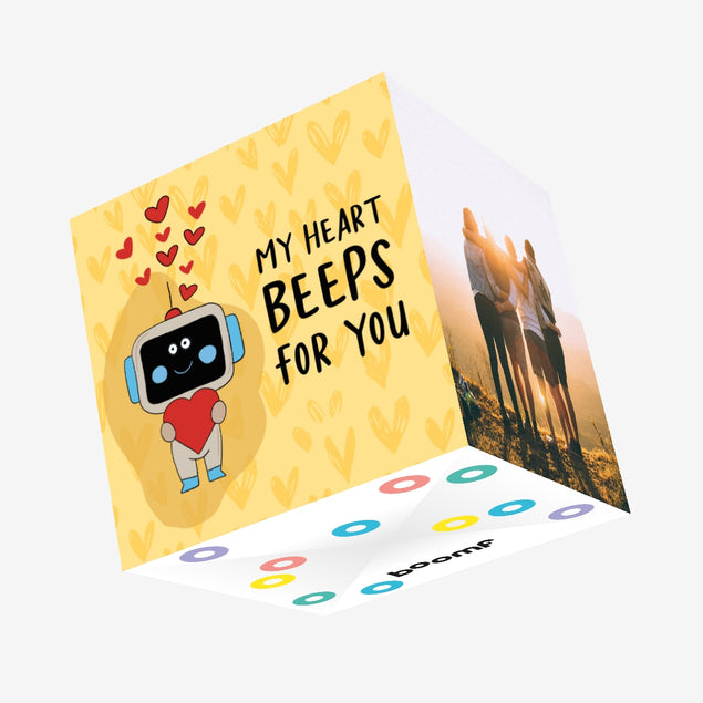 My Heart Beeps For You Cute Robot Medical Valentine's Day Confetti-exploding Greetings Card