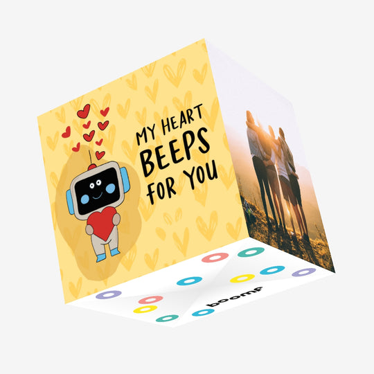 My Heart Beeps For You Cute Robot Medical Valentine's Day Confetti-exploding Greetings Card