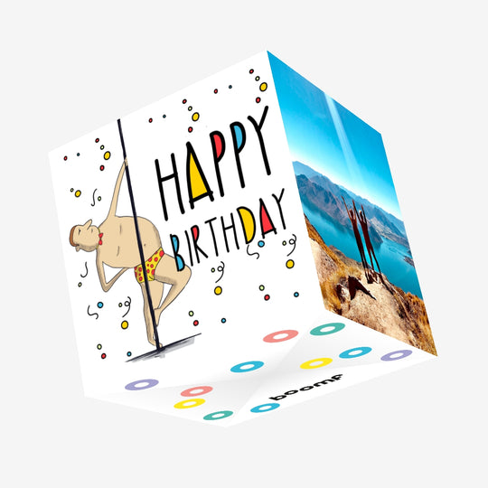 Pole Dance Happy Birthday Confetti-exploding Greetings Card
