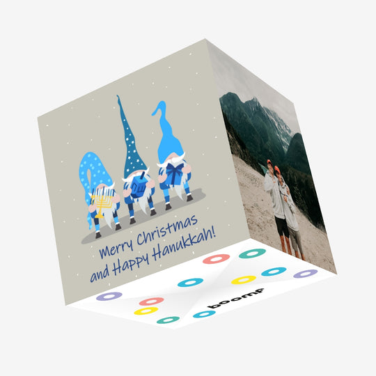 Gnomes Happy Hanukkah Merry Christmas Confetti-exploding Greetings Card