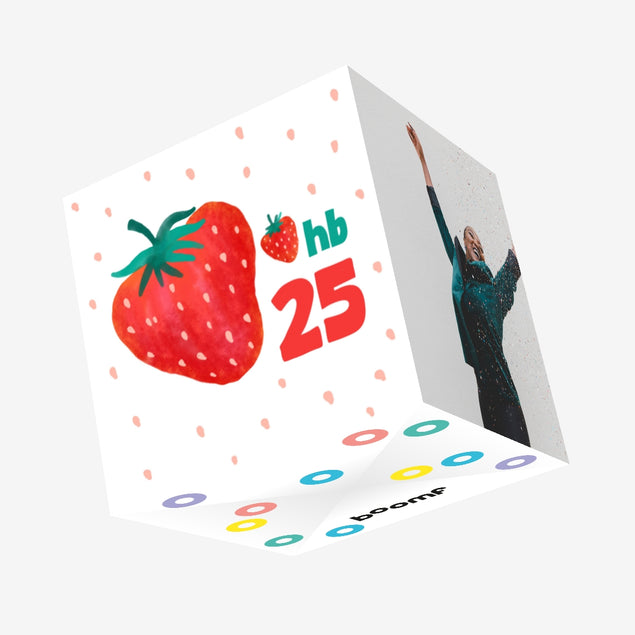 Juicy Strawberry 25th Birthday Confetti-exploding Greetings Card
